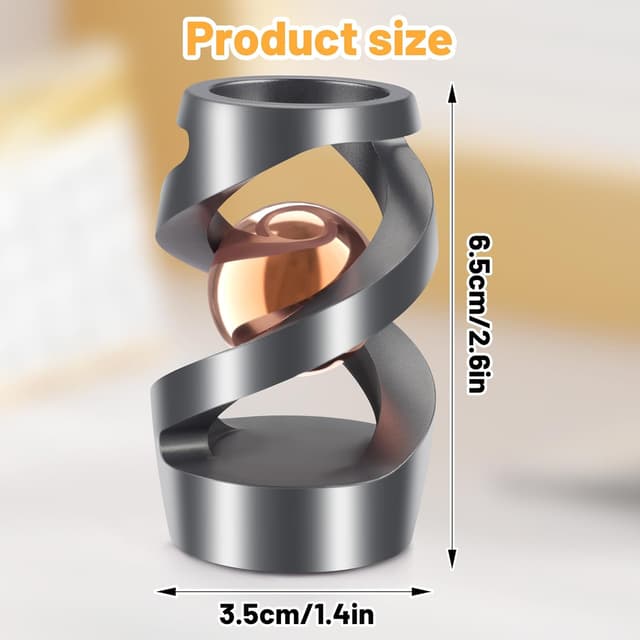 Detalle 2 de Upgraded Kinetic Desk Toys Kinetic Spinning Desk Toy (Grey Rose Gold) — Aluminum Alloy Fidget for Office & School