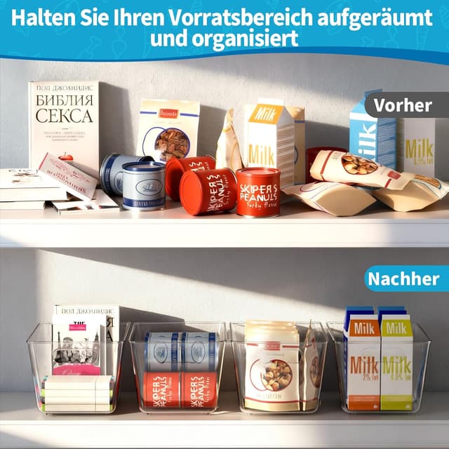 Thumbnail 6 de HPYLIF·H Kühlschrank Organizer-Set (4-teilig, BPA-frei) mit Griffen, klarer Übersicht – ca. 30 x 20 x 15 cm