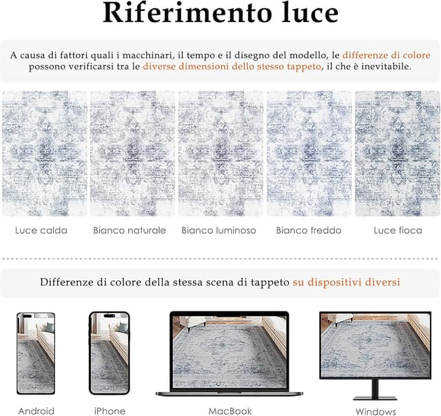 Detalle 2 de HUGEAR Vintage passataia tappeto corridoio blu 60x180 cm antiscivolo lavabile in lavatrice