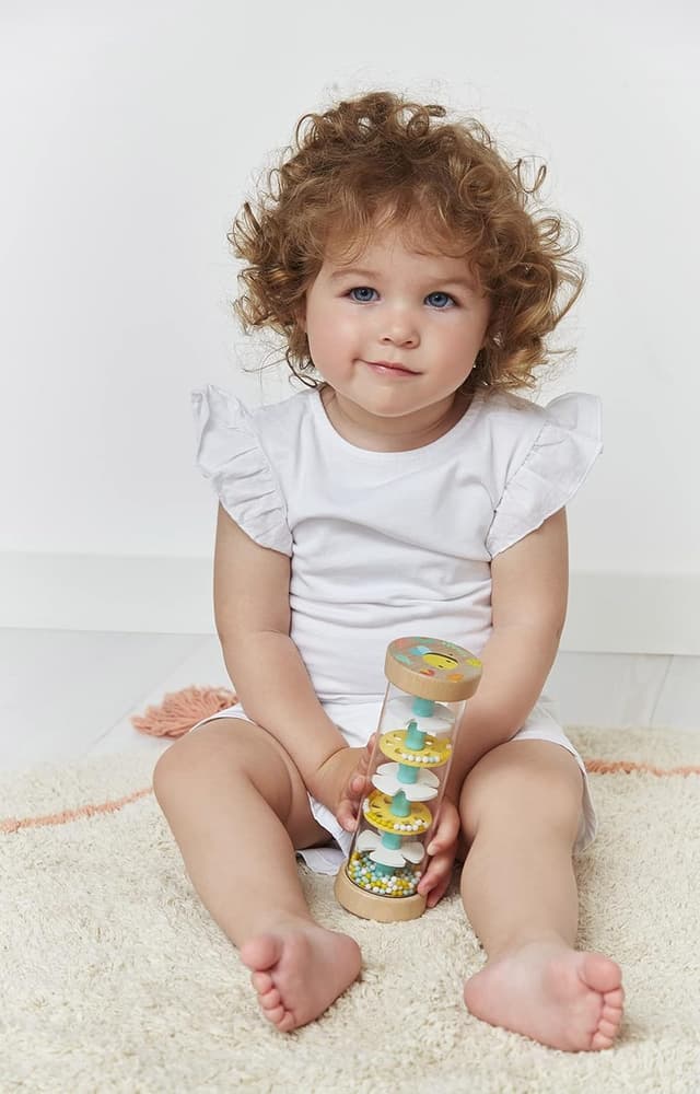 Detalle 2 de Janod Bâton de Pluie en bois Collection Pure (dès 6 mois) – jouet d’éveil pour motricité fine et stimulation visuelle