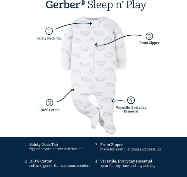 Thumbnail 5 de Gerber Baby Sleep 'N Play Footie 4er-Pack