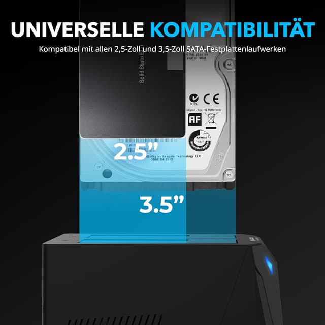 Detalle 2 de SABRENT 2-Bay USB-A Dockingstation EC-HD2B für 2,5/3,5" SATA SSD/HDD (5 Gbps) inkl. Offline-Klonen