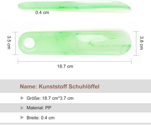 Detalle de Teepacioka Kunststoff Schuhlöffel im 2er-Set – kurzer Mini-Schuhanzieher mit Wandhalterung, 18,7 cm