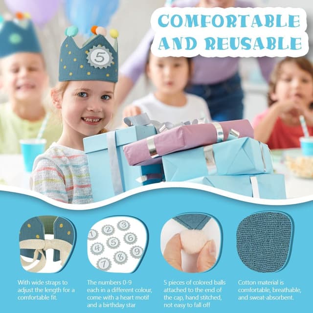 Thumbnail 2 de URAQT Birthday Crown for Kids 1–9