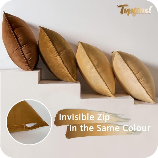 Detalle de Housses de coussin 60x60 velours marron