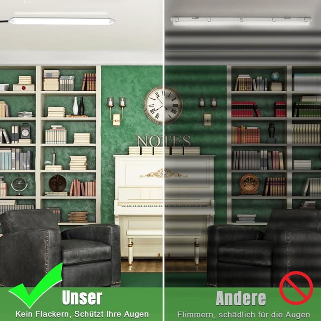 Detalle 2 de TONFFI LED Feuchtraumleuchte 60 cm (IP65) 18 W, 1.800 lm, neutralweiß 4.000 K – verknüpfbar