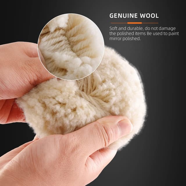 Detalle de SPTA 5-Pack 3" (75mm) Natural Wool Polishing Pads with Drill Backing Plate