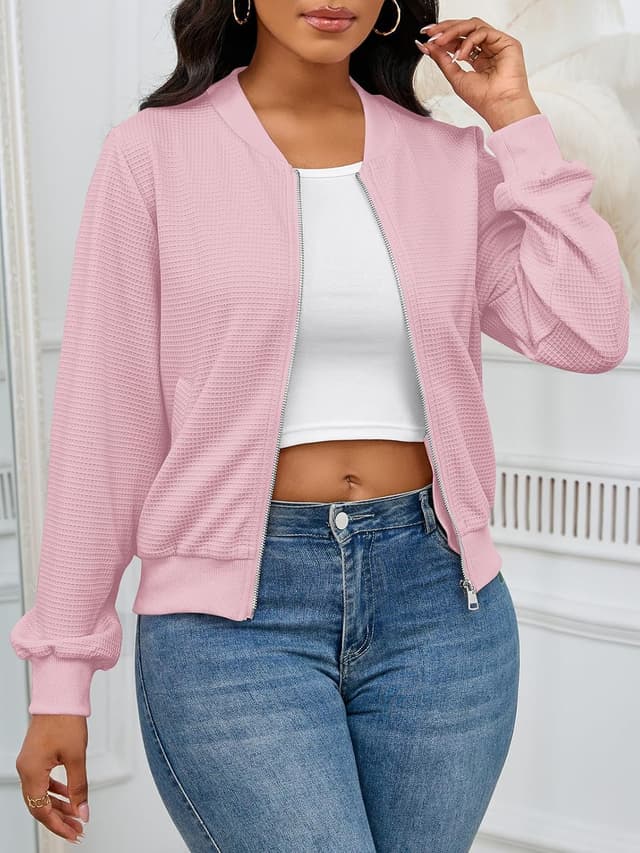 Detalle 2 de PerZeal Women Casual Full Zip Up Comfy Loose Long Sleeve Sweatshirt Coat Jacket with Pockets