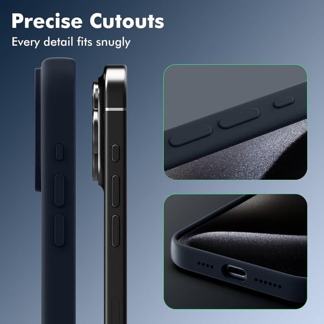 Detalle 2 de TIIXXA Liquid Silicone Case for iPhone 15 Pro Max (6.7 inch) in Dark Blue – Soft, Anti-Scratch Protection