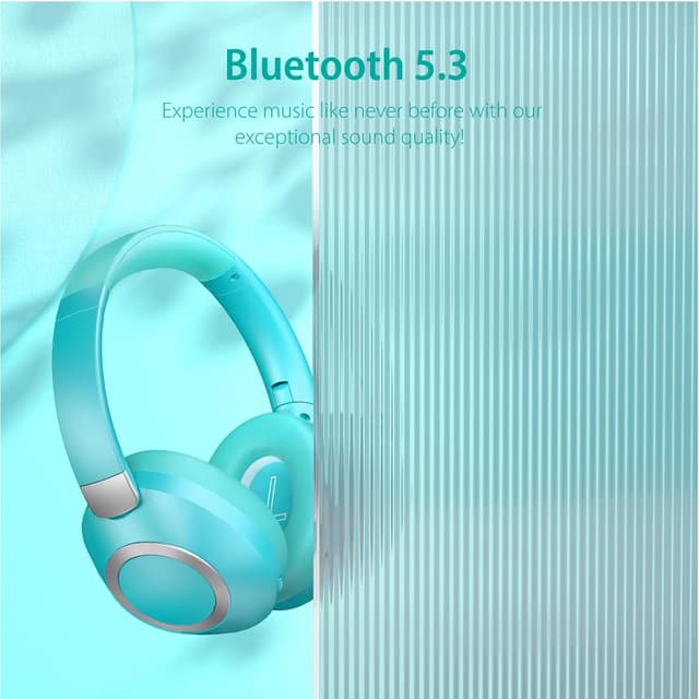 Detalle 2 de Lankey Sound Bluetooth-Kopfhörer mit ANC, 5.3 und bis zu 100 Std. Spielzeit (Kabellos, Light Blue)