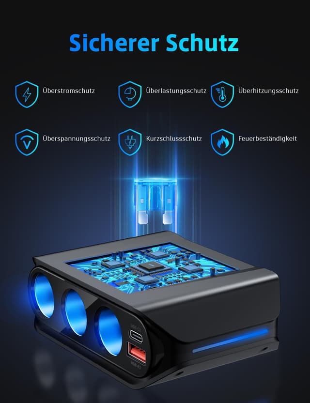 Thumbnail 4 de SONRU 7 in 1 Zigarettenanzünder Verteiler 180W