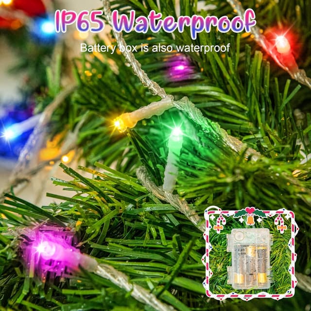 Detalle de cshare Battery Fairy Lights (5m, 50 LED) with Timer, IP65 Waterproof Multicolour