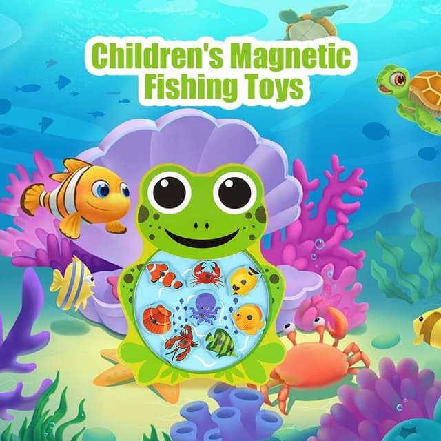 Detalle de Vicloon set pesca magnetica in legno con 10 pesci e 2 canne da pesca