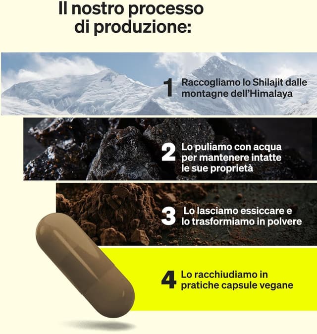 Detalle de natural elements Integratore di Shilajit 1300 mg per dose – 120 capsule vegane (prodotto in Germania, testato in laboratorio)