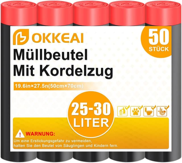 Detalle de Müllsäcke 25 L mit Zugband, 50 Stück