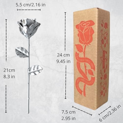 Detalle de Forging Art Bcn Rosa Eterna de Hierro Forjada a Mano (Plata) – Rosa permanente de hierro para aniversarios y regalos