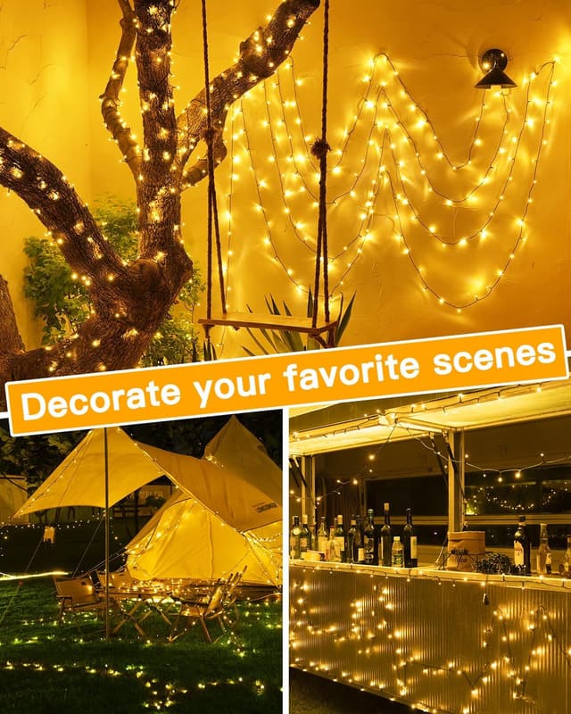 Thumbnail 6 de Ollny Solar Lights Outdoor Garden 20m 200 LED Solar Fairy Light String with Warm White, IP44 & 8 Modes