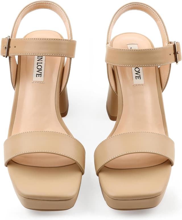 Detalle de JOY IN LOVE Women’s Chunky Platform High Heel Ankle Strap Block Heel Sandals