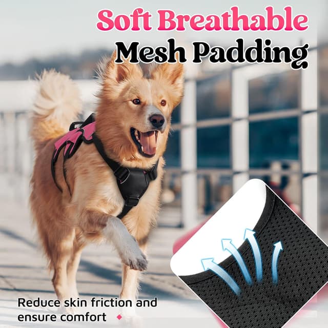 Thumbnail 6 de rabbitgoo Escape-Proof Dog Harness (Medium) with Large Handle – Anti-Pull Reflective Working Vest for Large Dogs, Pink