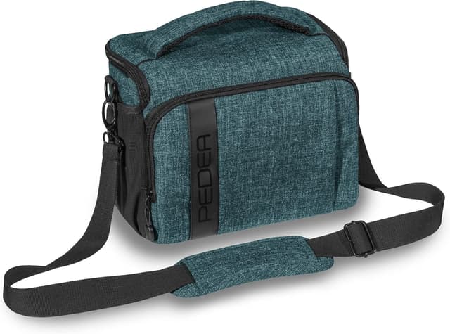 Detalle de Pedea Kameratasche Fashion für Spiegelreflex DSLR/SLR (Gr. XL, Petrol) inkl. Regenschutzhülle