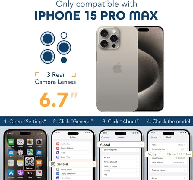 Thumbnail 6 de TIESZEN for iPhone 15 Pro Max Case (MagSafe compatible) with Built-in Privacy Screen Protector & Camera Protection