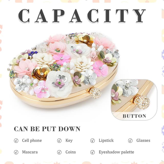 Thumbnail 4 de EVEOUT Blume Abendtasche Clutch 20,5 cm