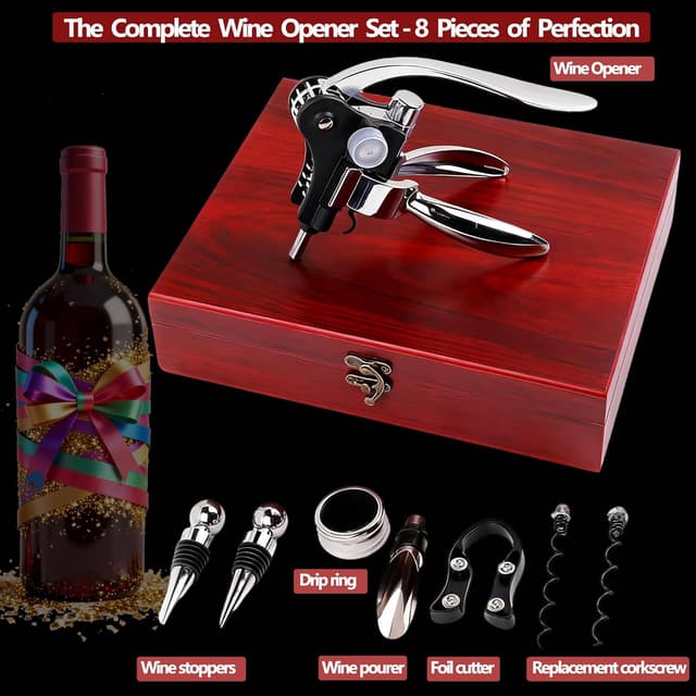 Thumbnail 1 de Wine Bottle Opener Corkscrew Gift Set 8pc 🍷