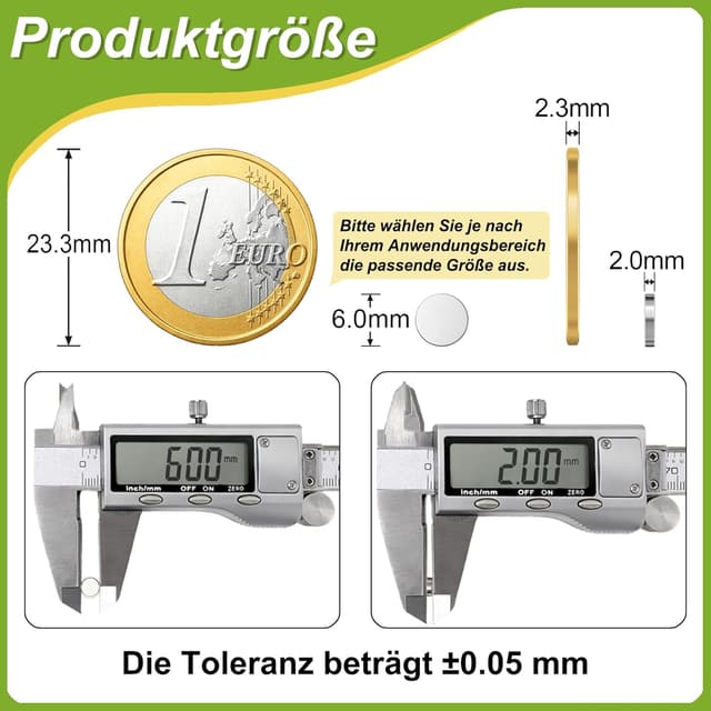 Detalle 2 de Amzrole 100 Mini Neodym-Magnete (6 x 2 mm) – starke Rundmagnete für Magnettafel, Whiteboard & Kühlschrank