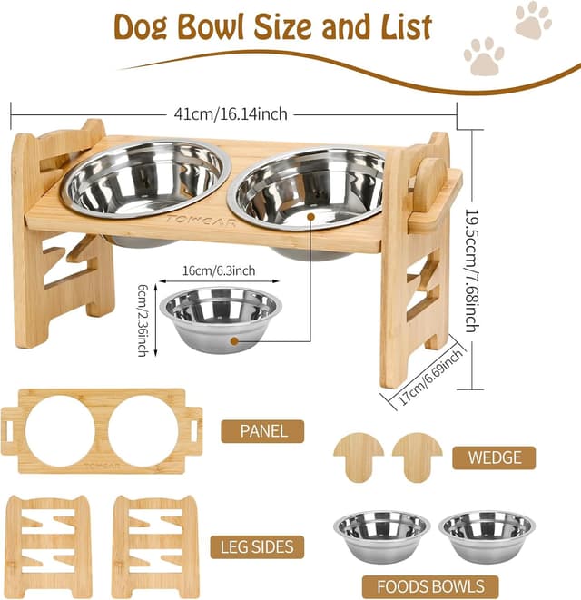Detalle de TOWEAR Raised dog bowls with 6 levels