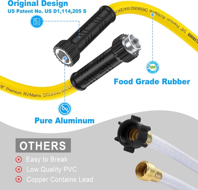 Detalle 2 de CircleRiver RV Drinking Water Hose 100FT (5/8 in) with Storage Bag — Anti-Kink, Leak-Free, BPA Free