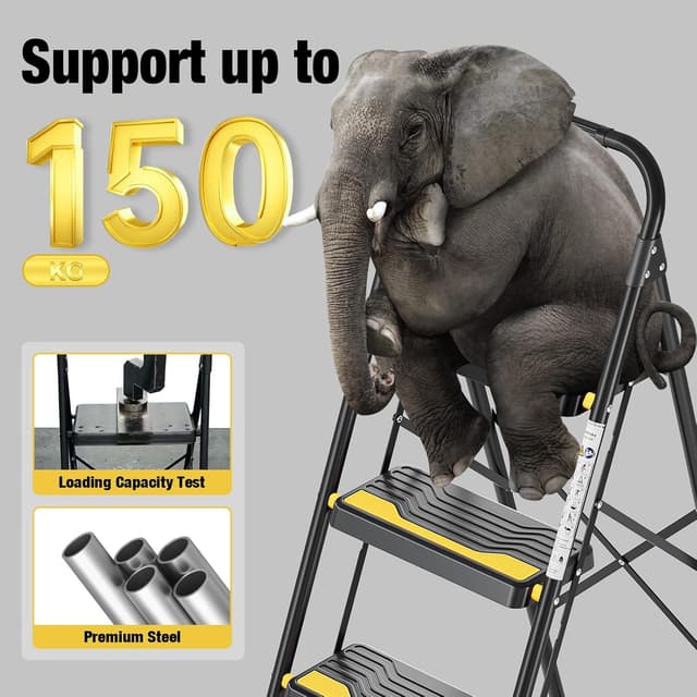 Thumbnail 5 de Urackify 4 Step Ladder 150 kg capacity with handrail 🪜