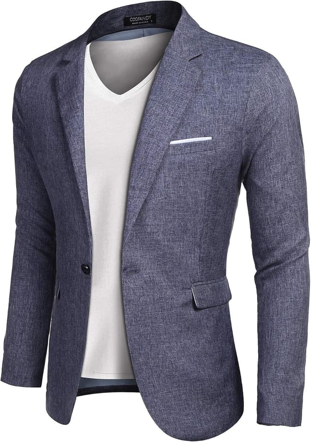 Detalle de COOFANDY Men’s Slim Fit One-Button Sport Blazer Jacket with Notched Lapel