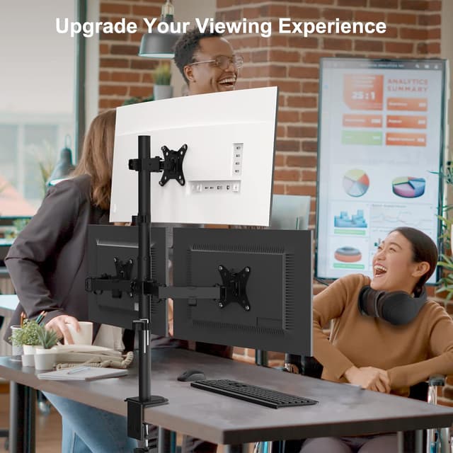 Detalle de PUTORSEN Triple Monitor Arm (30.5 inch) for 3 x 13"-32" screens, VESA 75x75/100x100, black