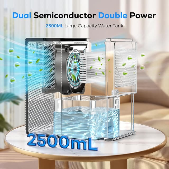 Detalle 2 de Deumidificatore portatile 2500 ml con comandi touch, luci a 7 colori e timer