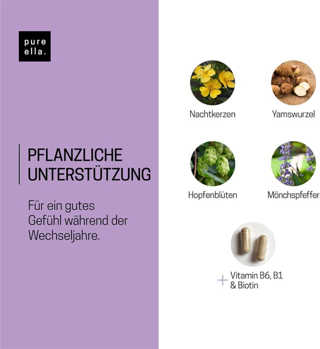 Detalle 2 de Pure Ella WECHSELJAHRE Vitalstoffkomplex für Frauen in der Menopause (60 Kapseln)