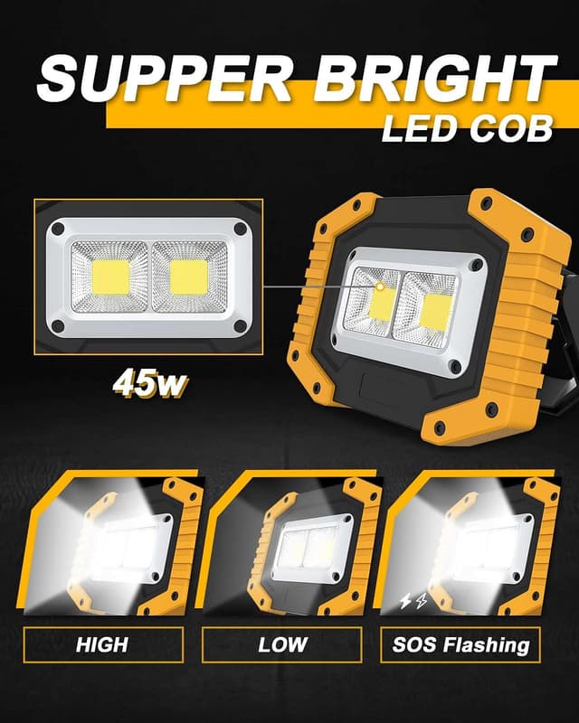Detalle 2 de 45W Rechargeable LED Work Light – Portable Floodlight 🔦