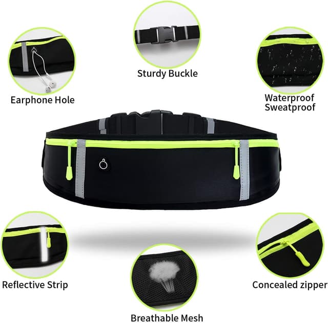 Detalle 2 de GORWRICH running belt waistpack with waterproof adjustable elastic strap and reflective strips