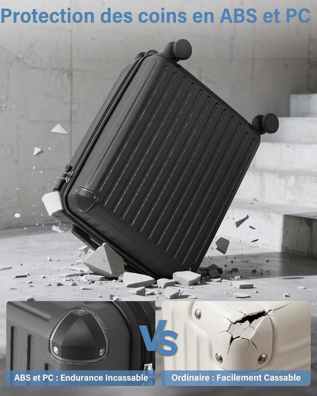 Detalle 2 de COOLIFE Valise cabine rigide 55 x 35 x 20 cm pour avion avec serrure TSA et 4 roulettes jumelées