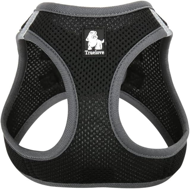 Detalle de Truelove True Love Soft Air Mesh Dog Harness (X-Small) with Reflective Details, Black