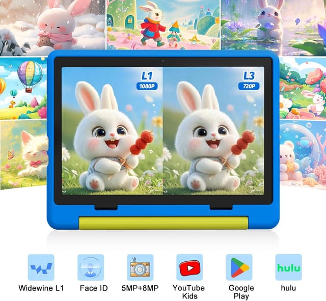 Detalle 2 de Laptok Android 15 Kids Tablet (10 inch) with Parental Control, Face ID, WiFi 6 and Dual Cameras
