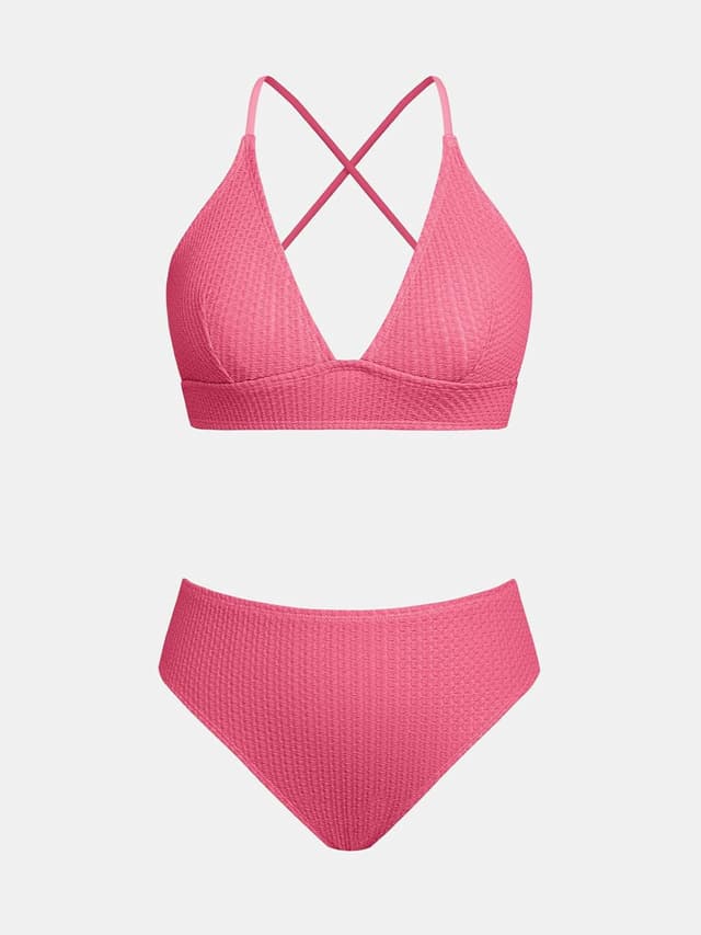 Detalle de CUPSHE bikini da donna a due pezzi vita media con scollo a V incrociato sulla schiena