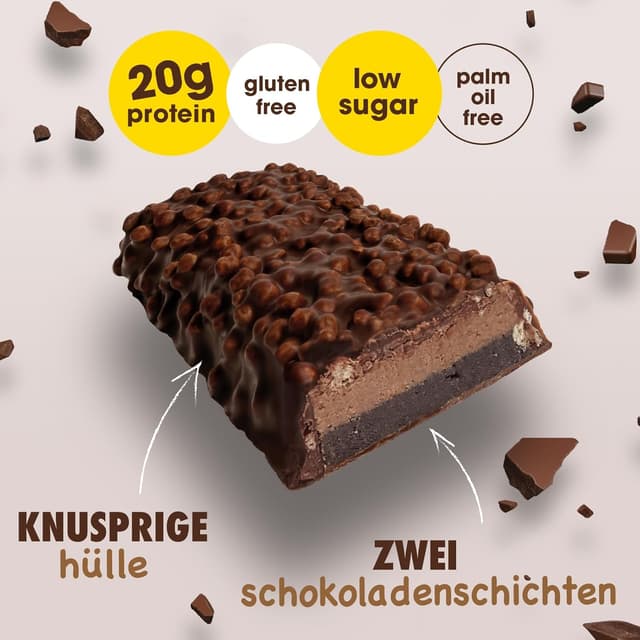 Detalle de Enervit The Protein Deal Crunchy Double Choco Storm Proteinriegel (glutenfrei) mit 20 g Eiweiß