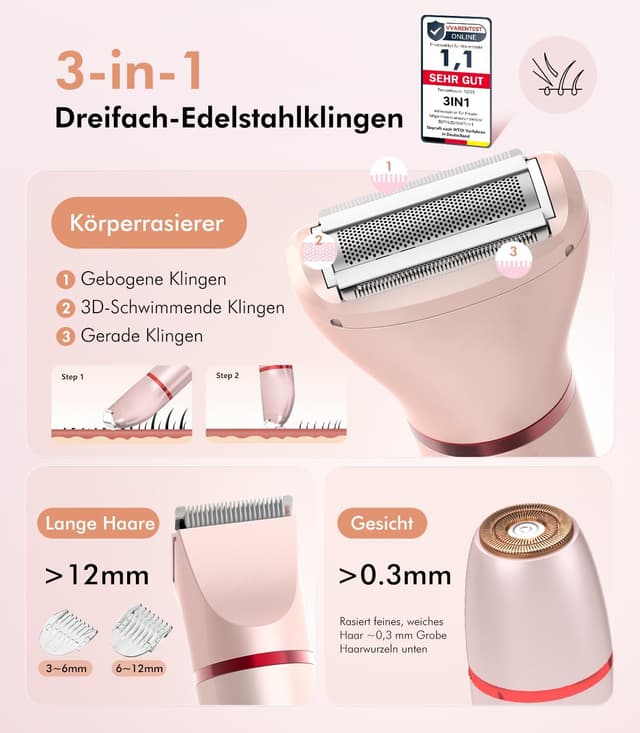 Detalle 1 de Intimrasierer Für Frauen 2026 3 Aufsätze