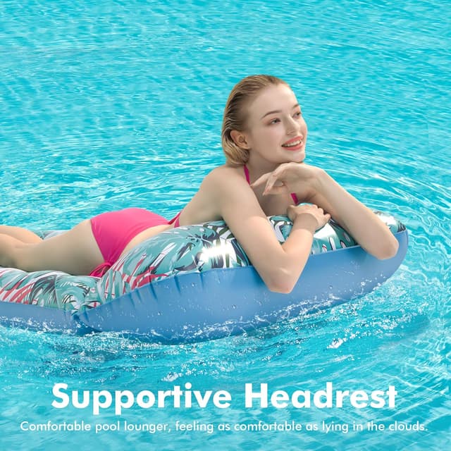 Detalle 2 de Stonful 2-Pack Inflatable Pool Float Mat with Headrest (75 x 34 in), Cooling Holes & 300 lb Capacity