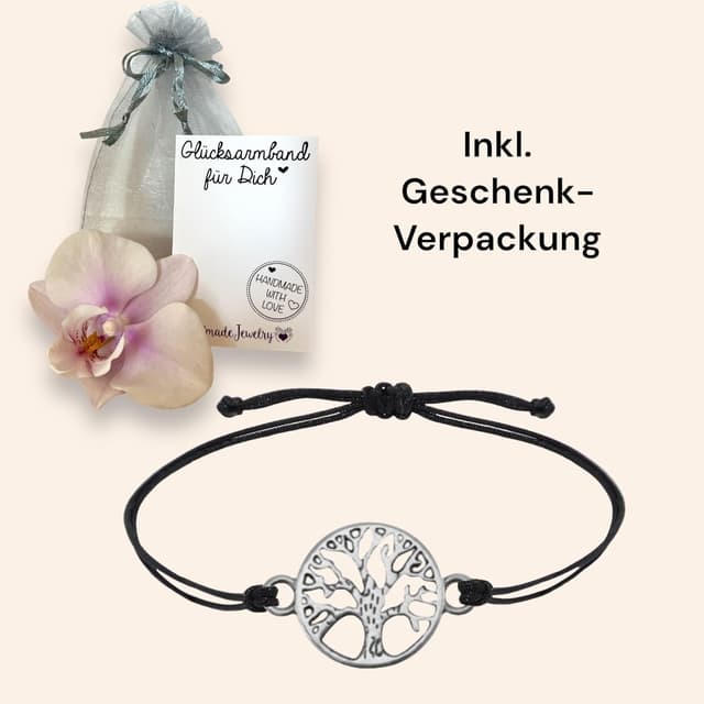 Detalle 2 de Selfmade Jewelry Armband „Lebensbaum“ Gold – Handmade Glücksarmband mit Anhänger