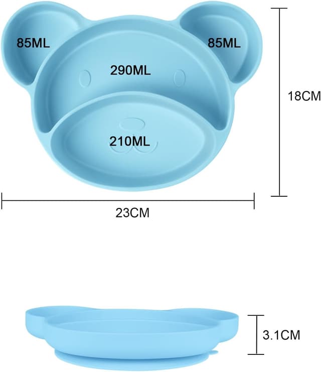 Detalle 2 de Vicloon Baby Teller mit Saugnäpfen aus Silikon – rutschfestes Baby-Tischset für Kleinkinder
