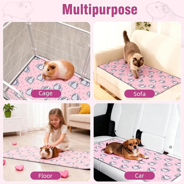 Thumbnail 6 de HOZKUY 2-Pack Guinea Pig Cage Liners & Bedding 28"x36" washable pee pads with leakproof, non-slip backing