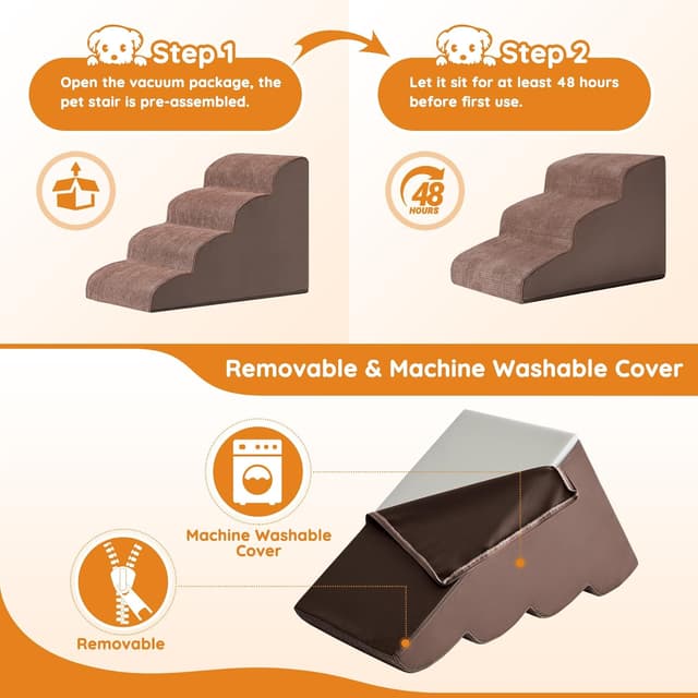 Thumbnail 6 de Dog Pet Stairs 3-Step Curved Ramp