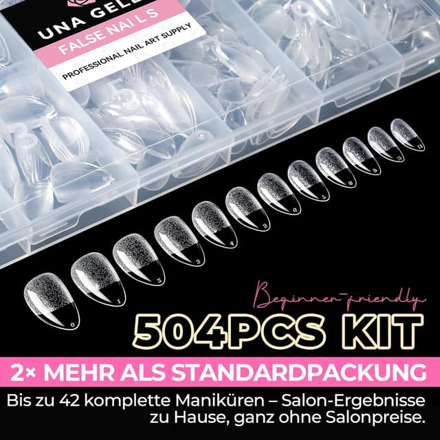 Thumbnail 5 de UNA GELLA Mandel-Nageltips, 504 Stück ⚙