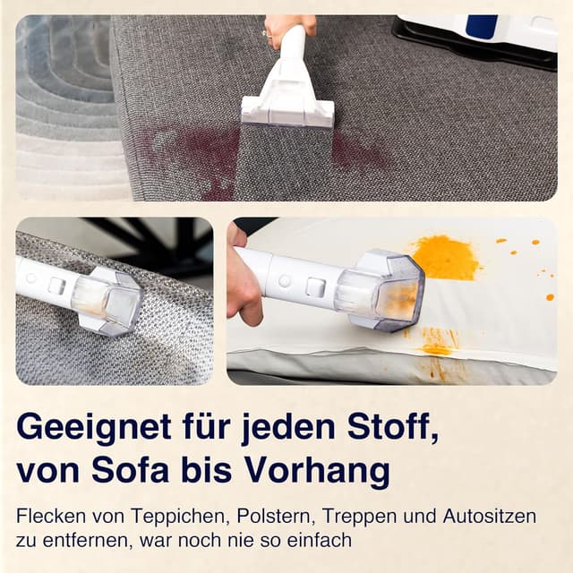 Detalle de Samako Teppichreiniger & Polsterreiniger – kompaktes Handgerät mit 400W Motor und 2 Wassertanks